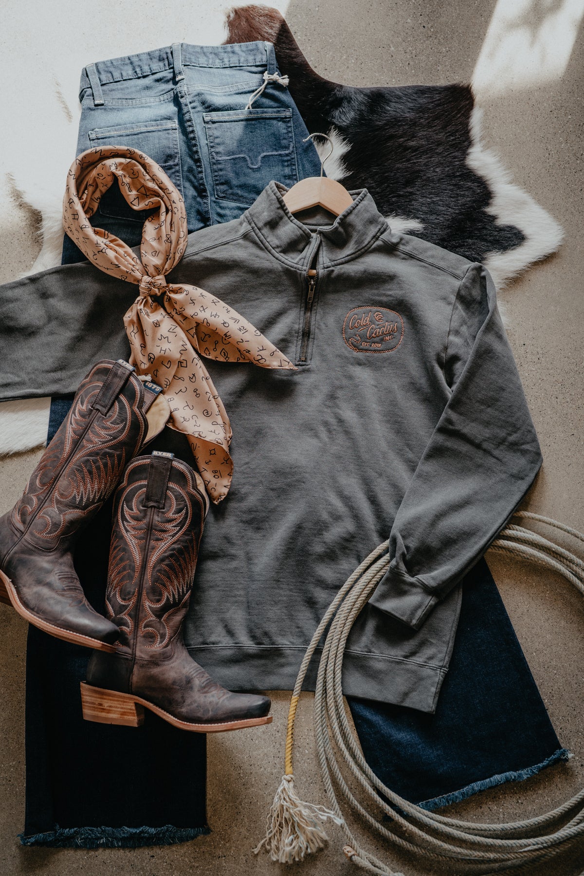 Cold Cactus Rope Logo Embroidered Unisex Quarter Zip