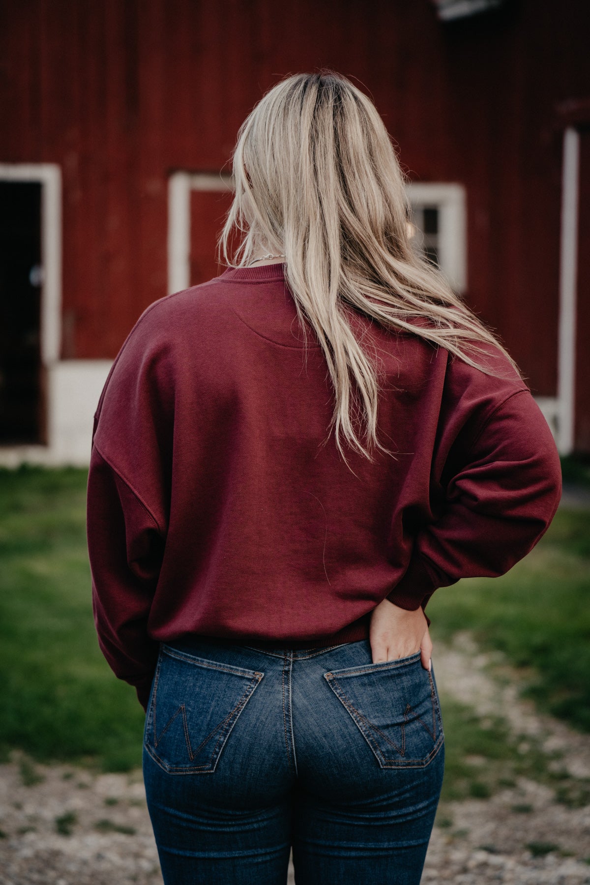 'Rodeo Nights' Women's Burgundy Crewneck Sweater by Wrangler
