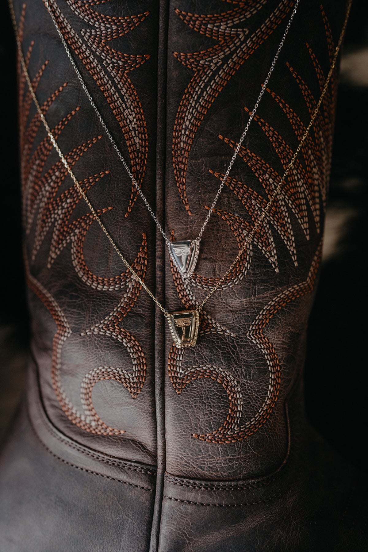 SQUARE Toe Boot Tip Necklace by Spurwest (Gold or Silver)