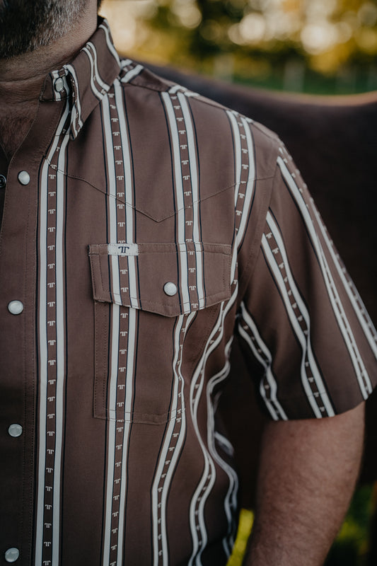 'Tucker' Men's Short Sleeve Brown Pearl Snap by Ferrell