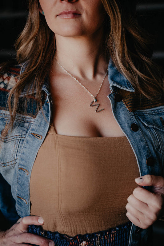 Sterling & Turquoise Rope Letter Necklace