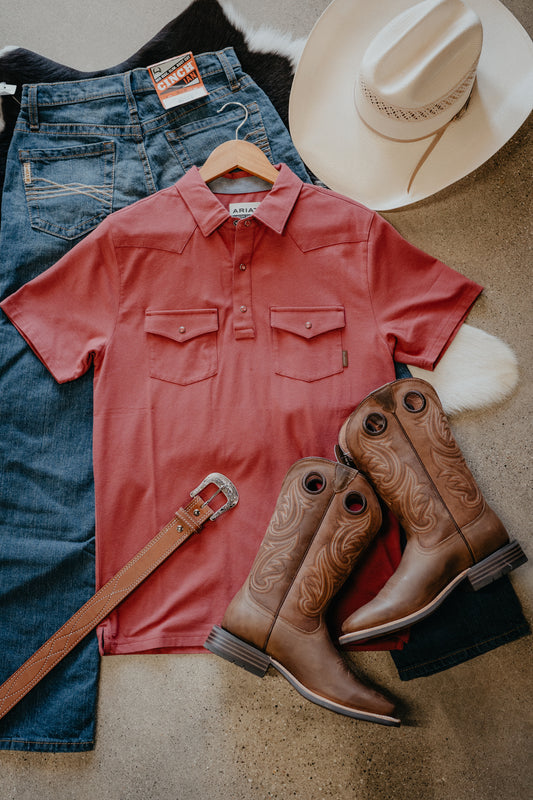 Men's Ariat Retro Short Sleeve Snap Shirt Polo (S-XXL)