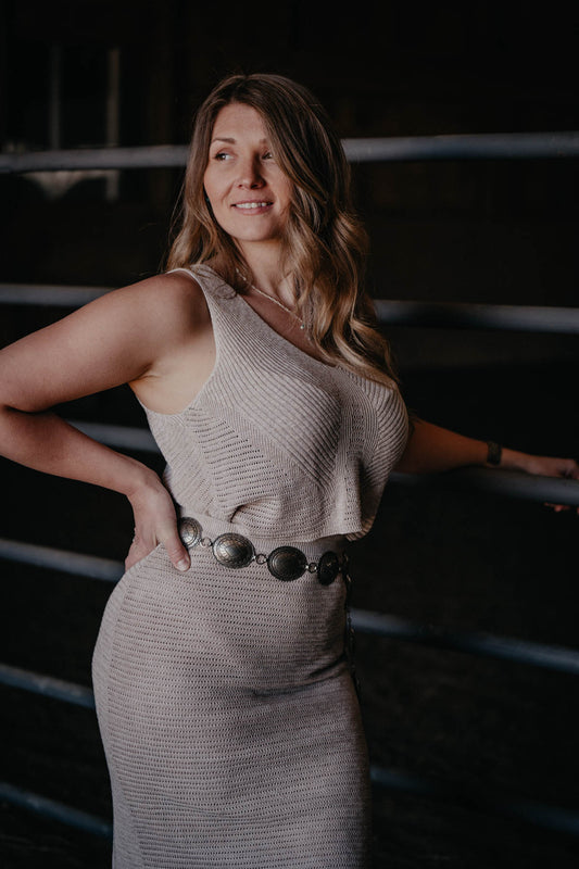 'Santorini' Oatmeal Sweater Tank (L, XL ONLY)