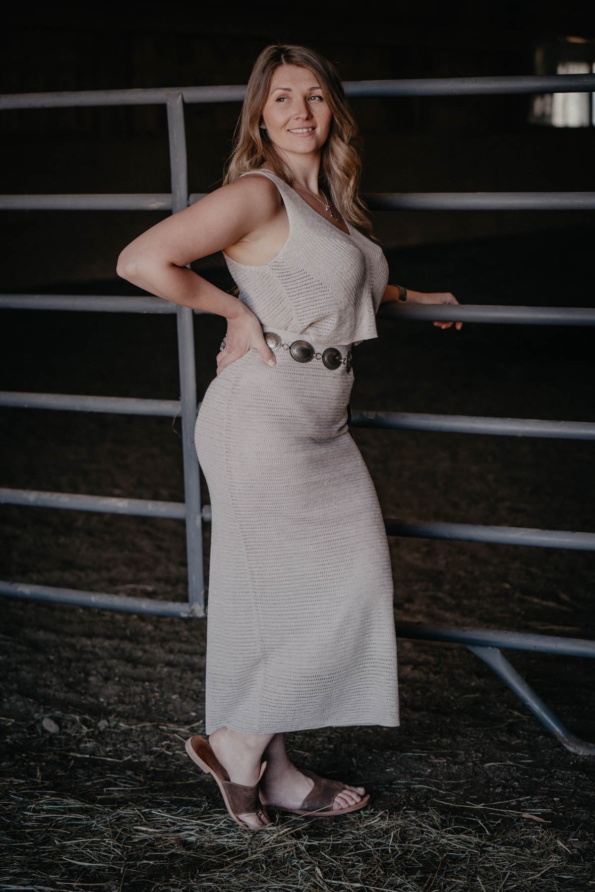 'Mykonos' Midi Oatmeal Heather Skirt (M Only)