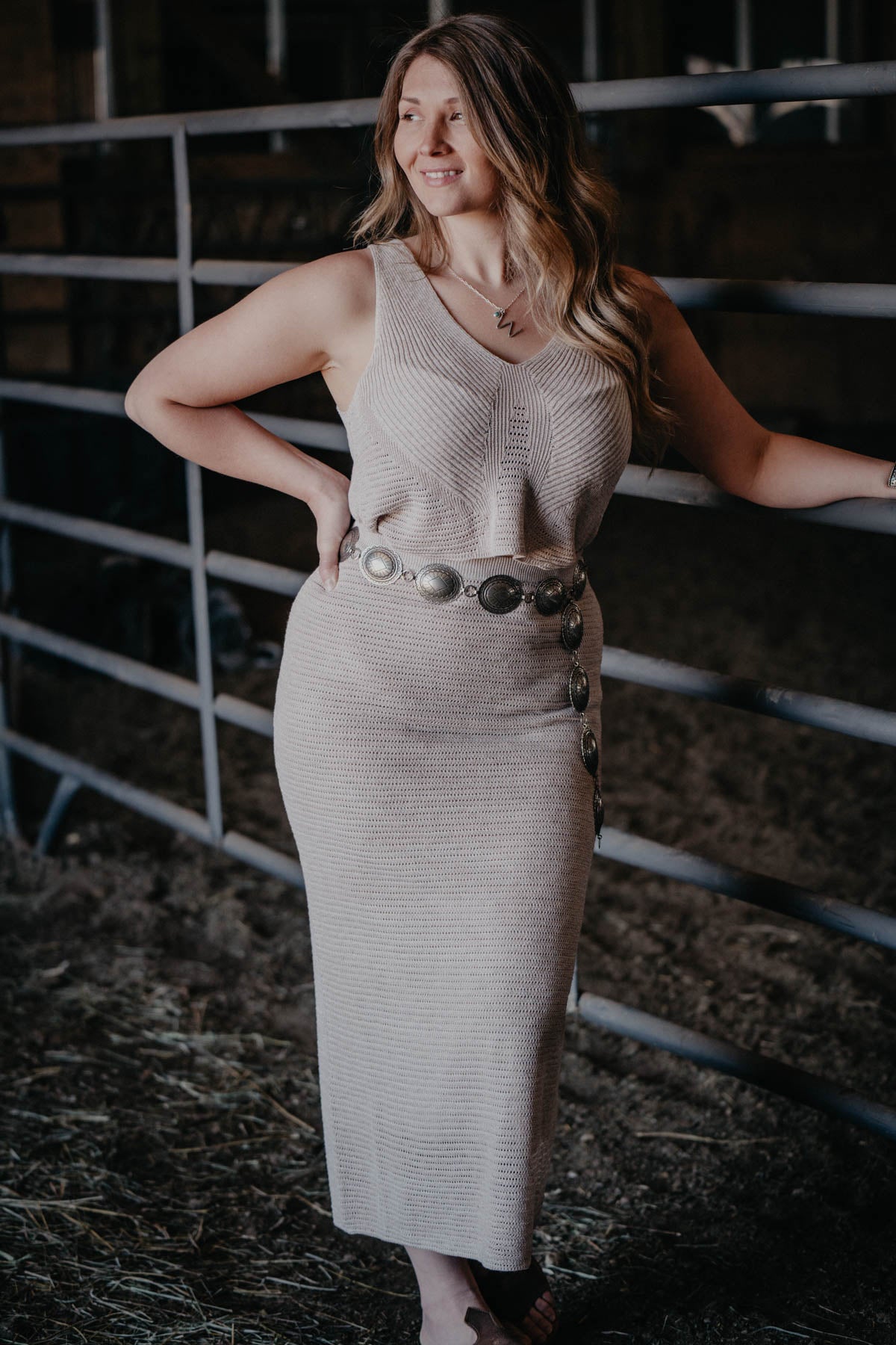 'Santorini' Oatmeal Sweater Tank (L, XL ONLY)