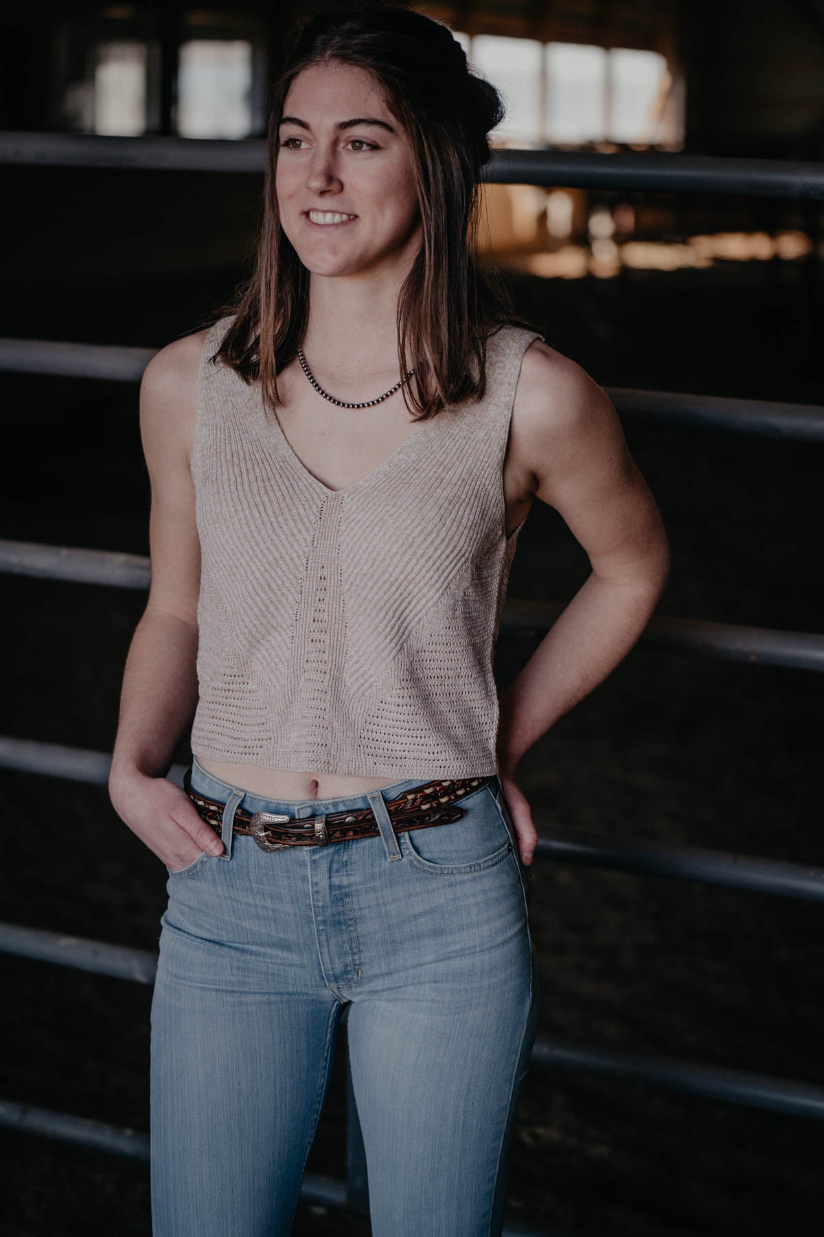 'Santorini' Oatmeal Sweater Tank (L, XL ONLY)