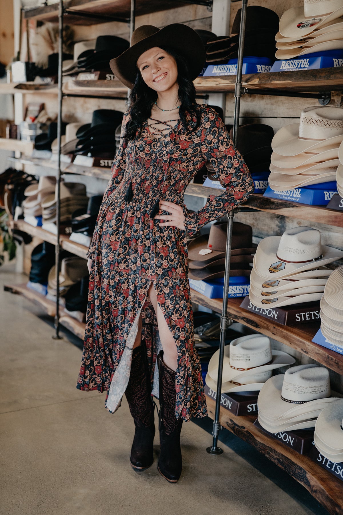 'Sloane' Floral Horseshoe Maxi Dress (S-XXL)