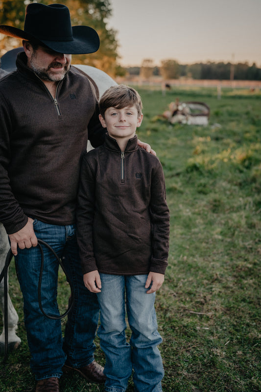 'Kane' CINCH Boy's Chocolate Brown 1/4 Zip