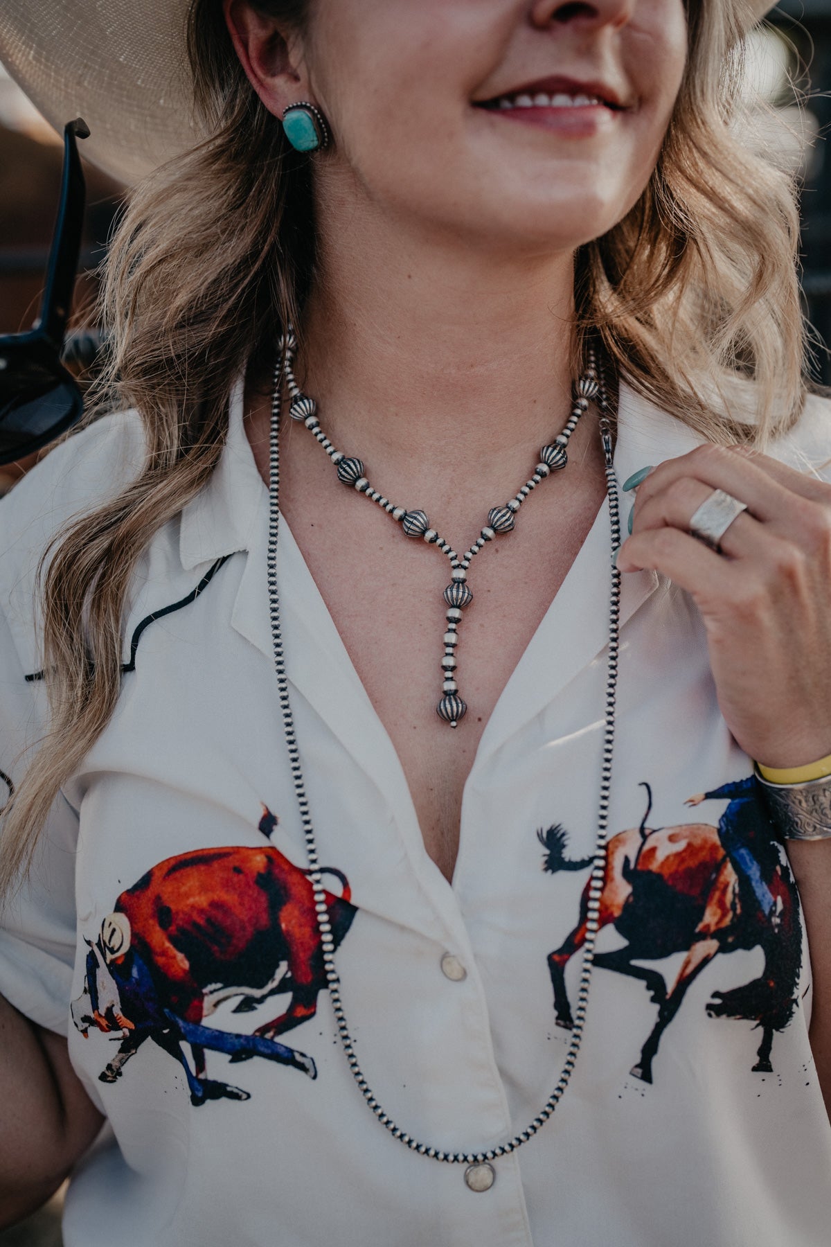 Graduated Navajo Pearl Lariat Necklace