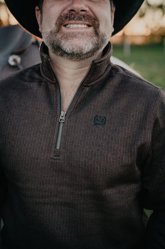 'Rocky' Men's CINCH Chocolate Brown 1/4 Zip Sweater