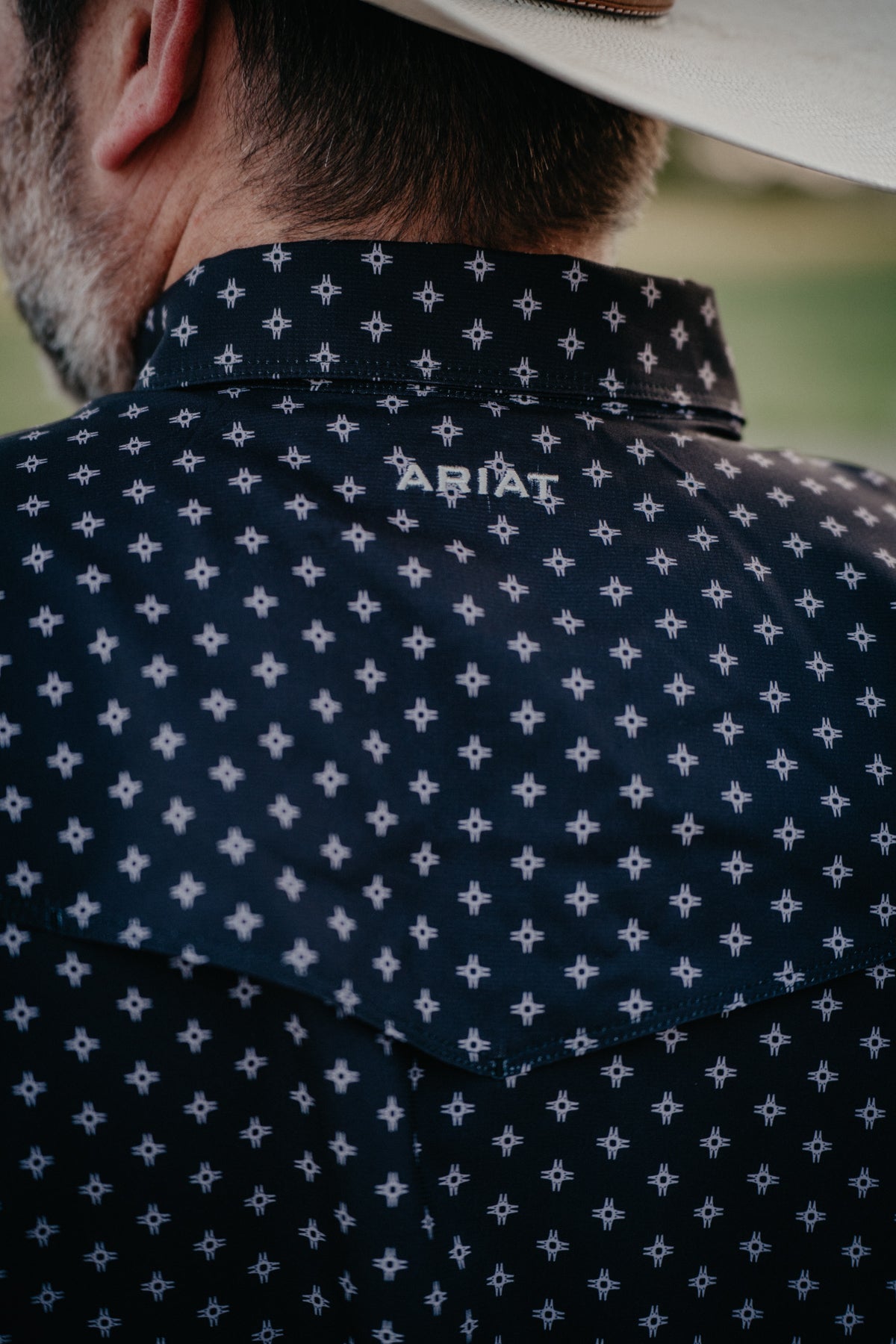 'Zack' Men's Black Geometric Short Sleeve Pearl Snap by Ariat (S-XXL)