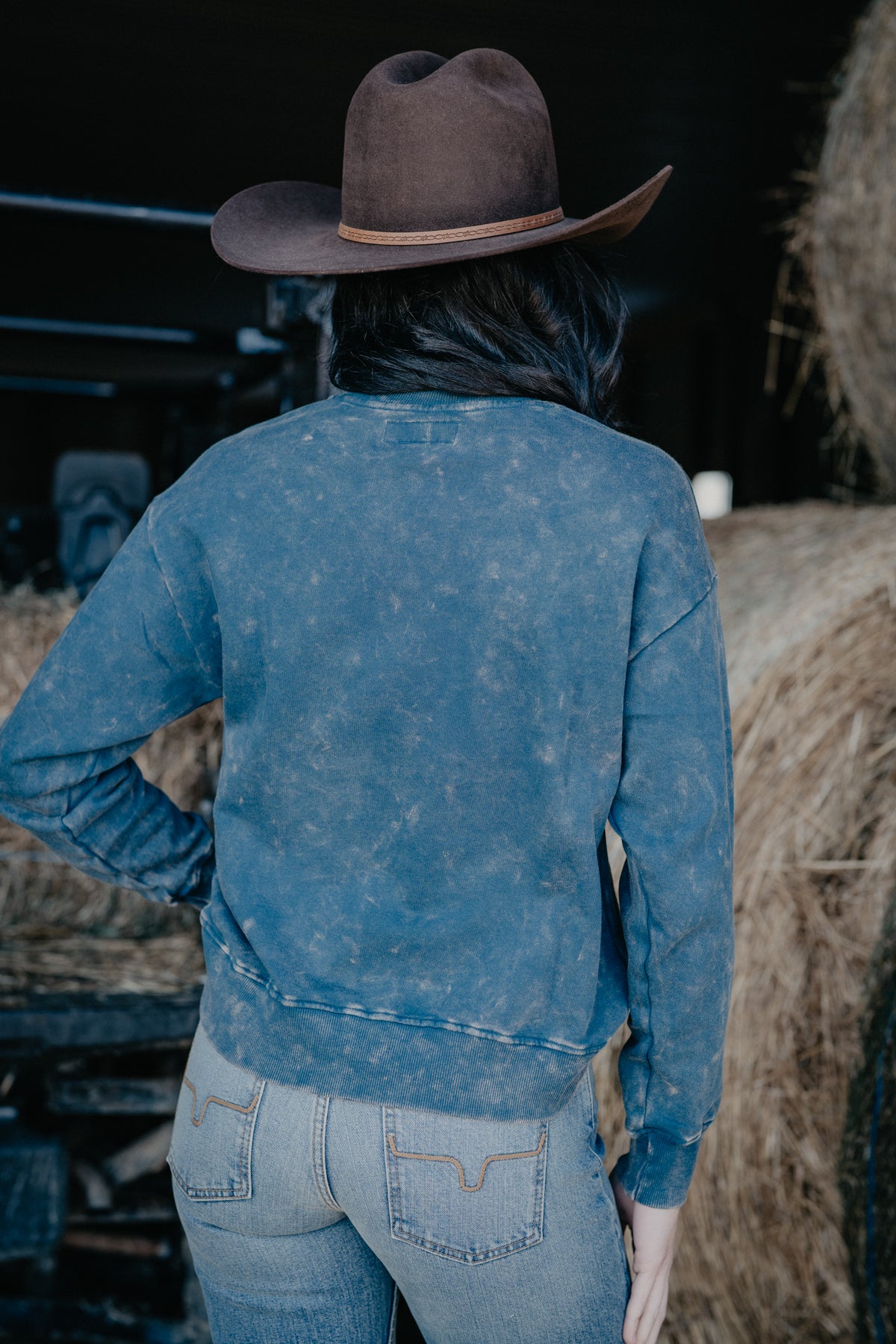 Keepin' It Western Mineral Washed Blue Sweatshirt (XS-XXL)
