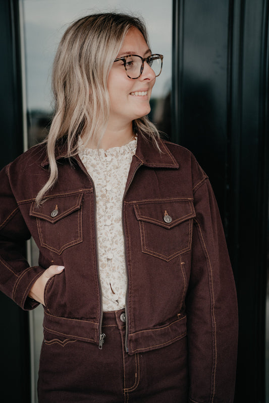 'Amelia' Women's Chocolate Plum Bomber Jacket by Ariat
