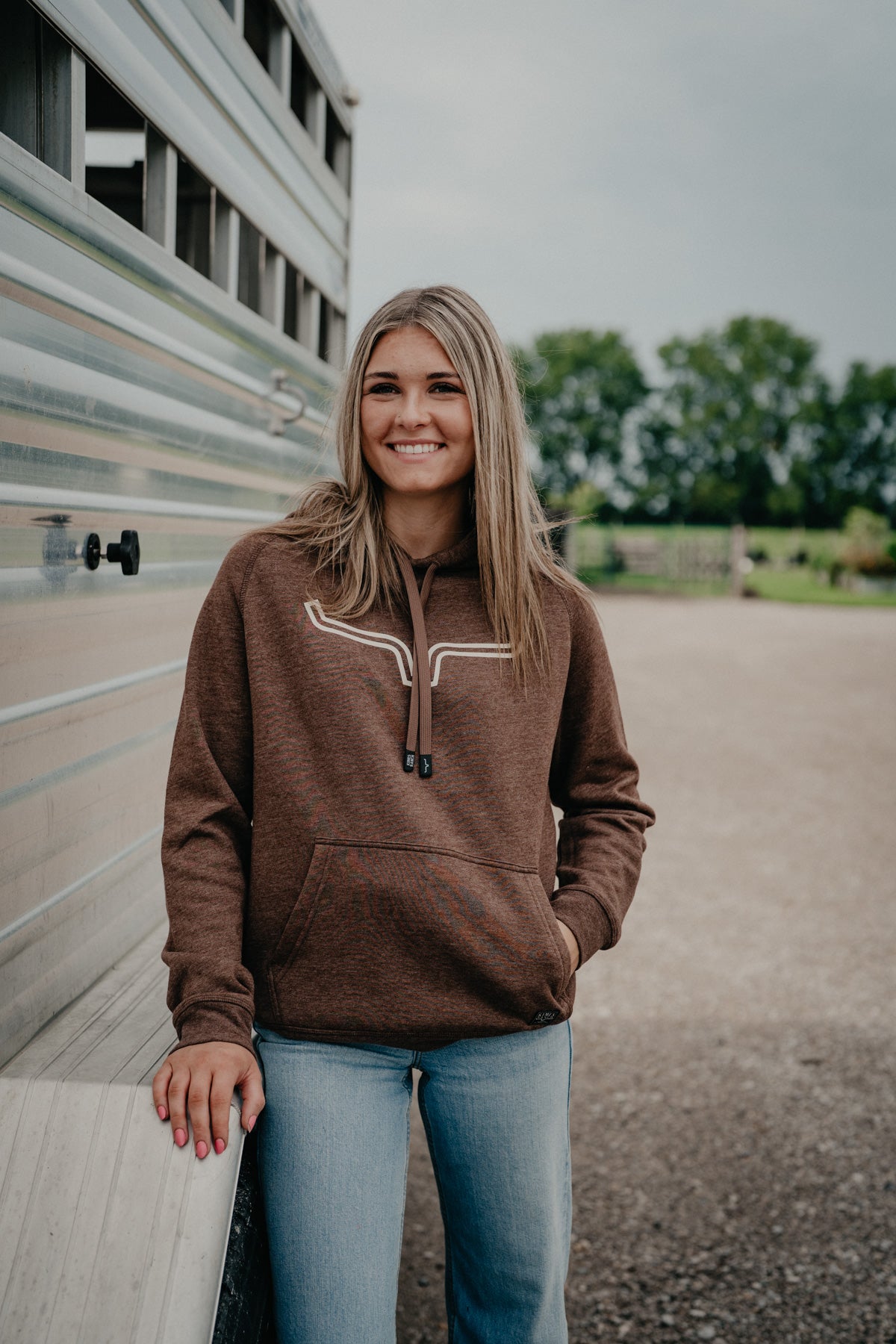 'Outlier' Women's Dark Brown Heather Hoodie by Kimes Ranch