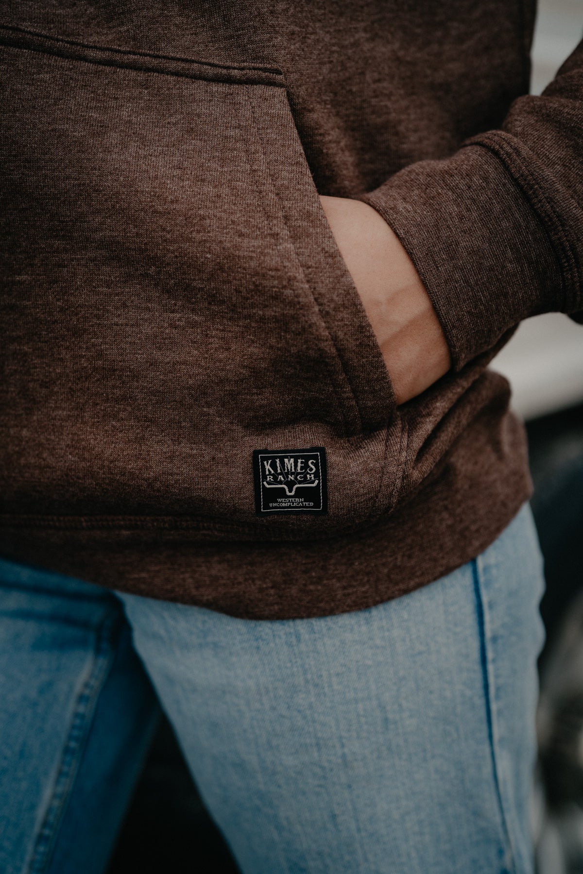 'Outlier' Women's Dark Brown Heather Hoodie by Kimes Ranch