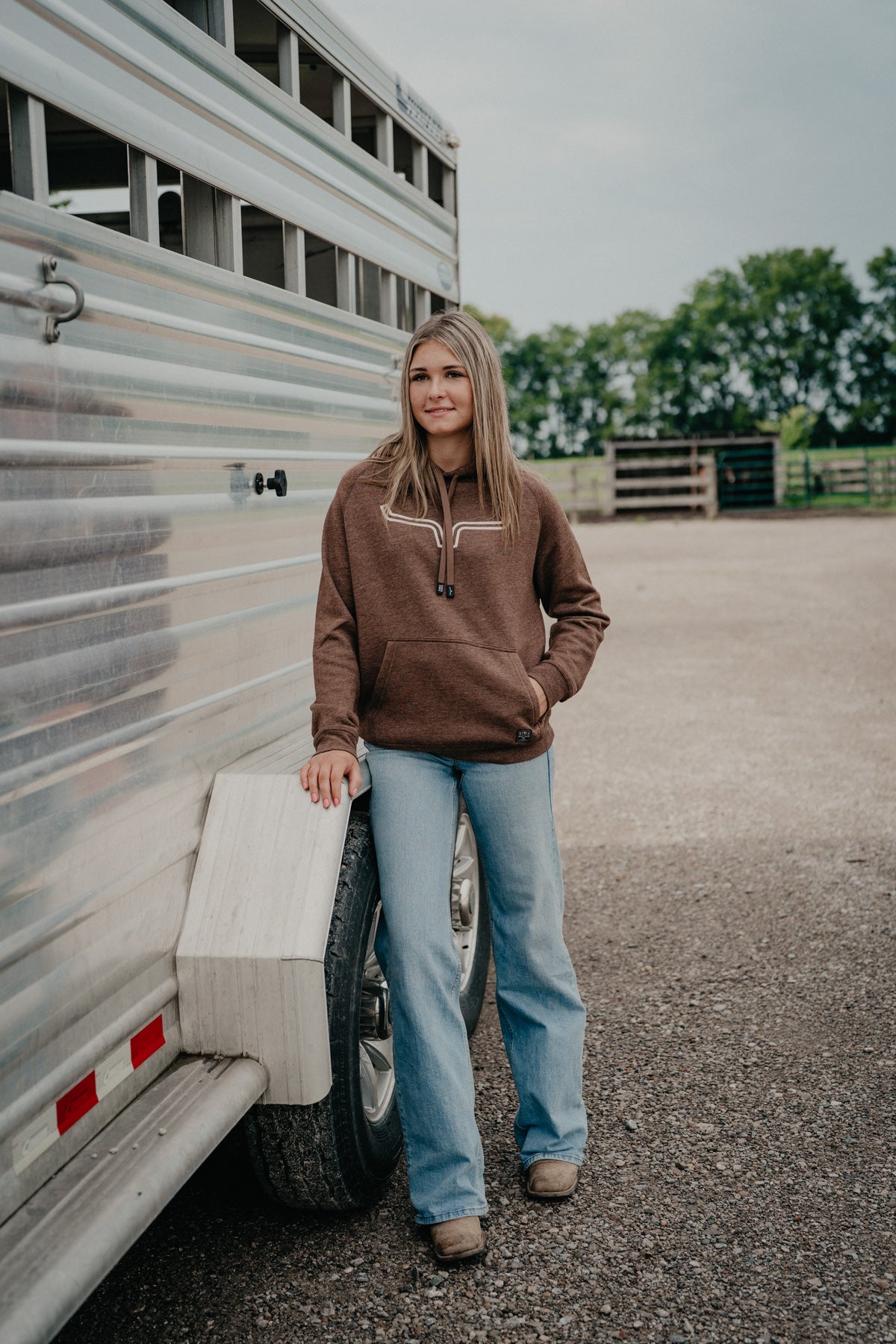 'Outlier' Women's Dark Brown Heather Hoodie by Kimes Ranch