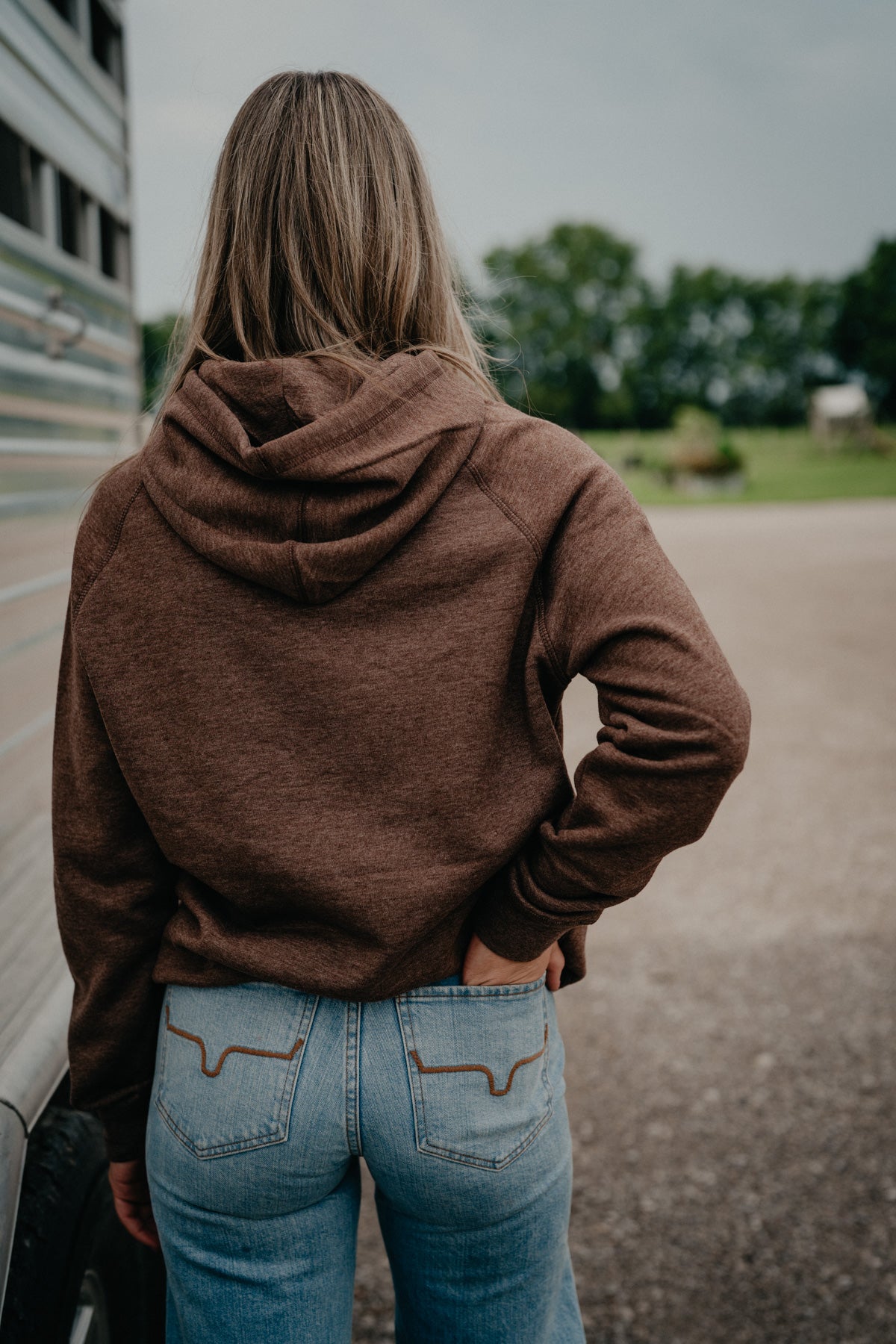 'Outlier' Women's Dark Brown Heather Hoodie by Kimes Ranch