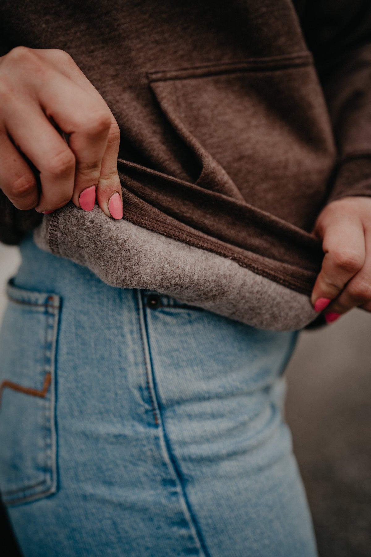 'Outlier' Women's Dark Brown Heather Hoodie by Kimes Ranch