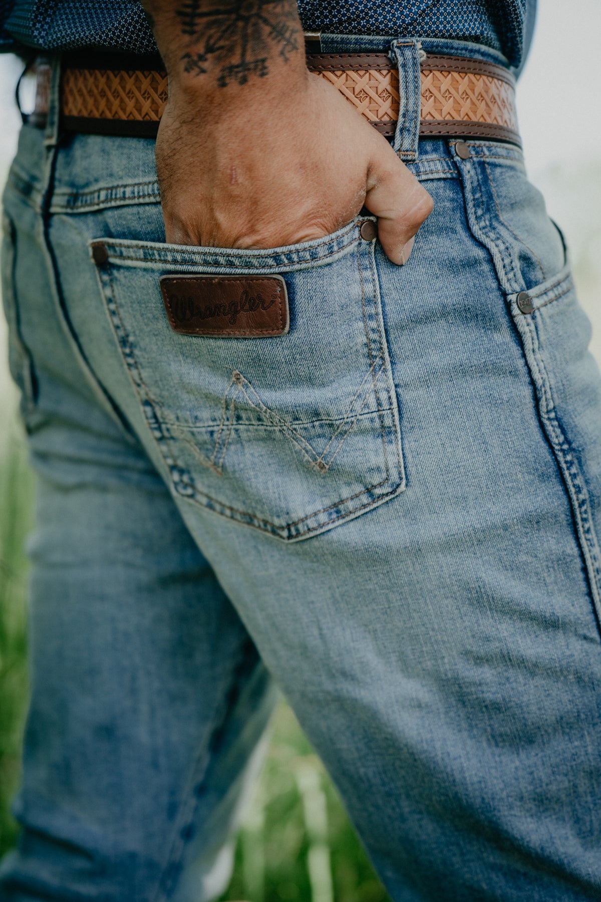 'Liam' Men's Light Wash Retro Wrangler Slim Bootcut Jeans
