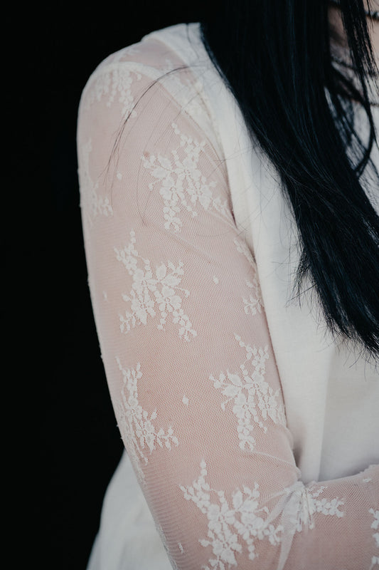 'Lyla' Ivory Floral Lace Long Sleeve Top (S-XL)