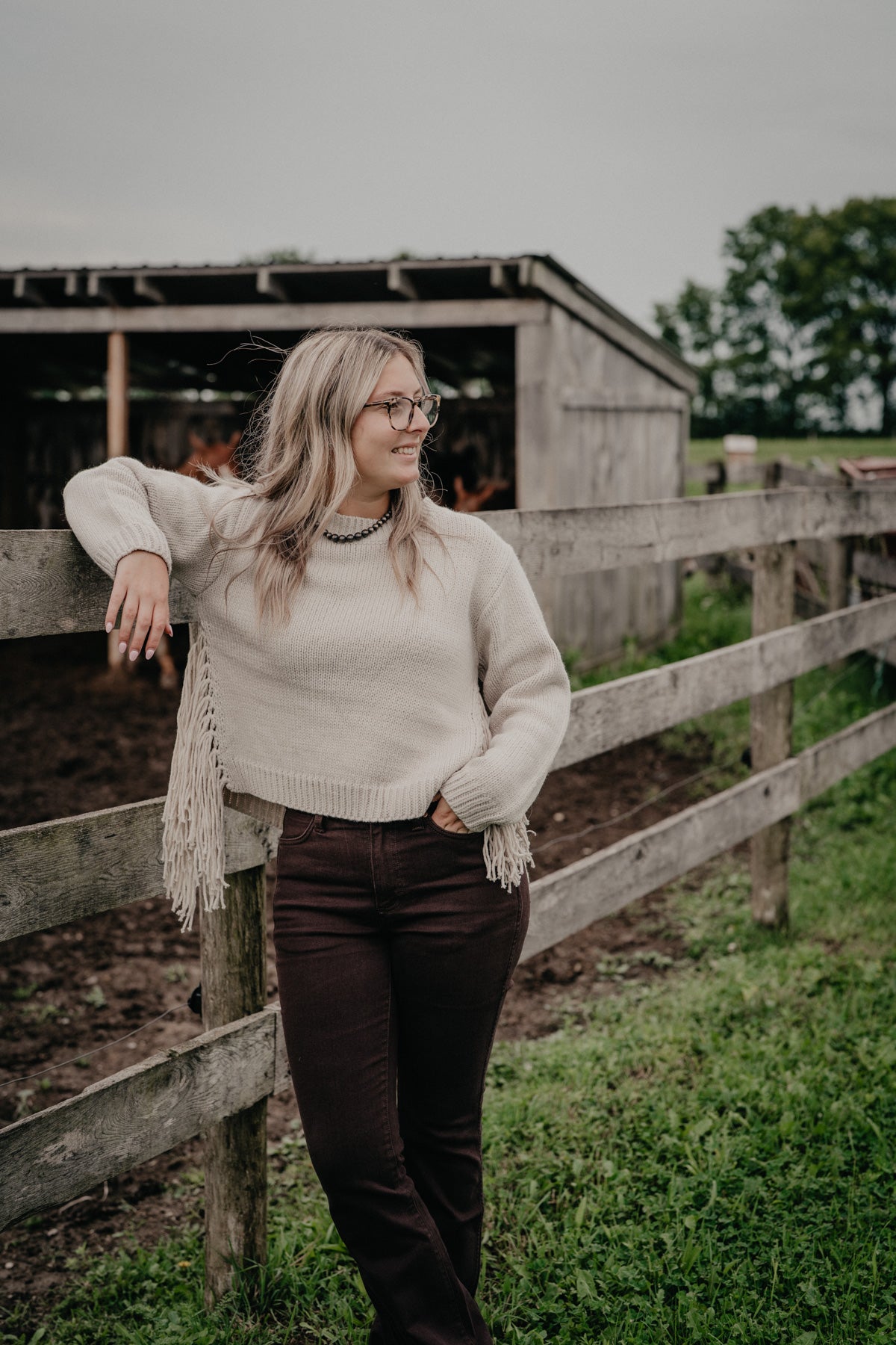 'Desert Dream' Ivory Novelty Tassel Sweater by Lyla + Luxe