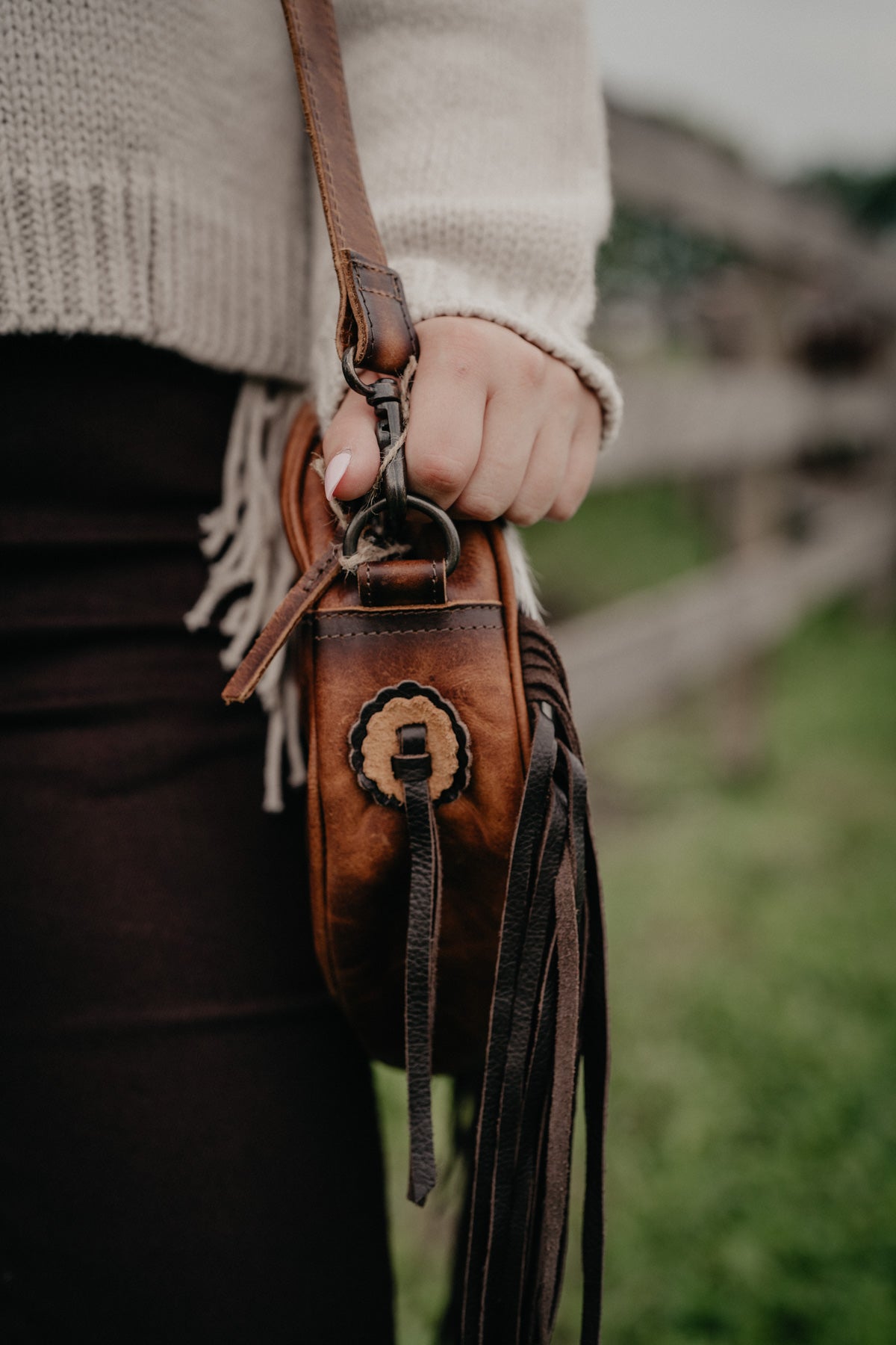 'Guadalupe' Cowhide Sage Circle Crossbody by STS Ranchwear