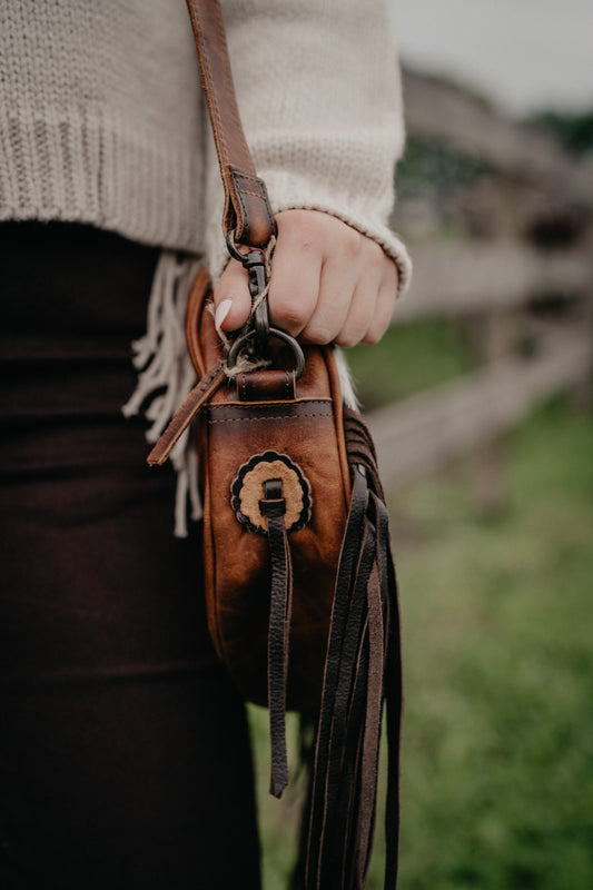 'Guadalupe' Cowhide Sage Circle Crossbody by STS Ranchwear