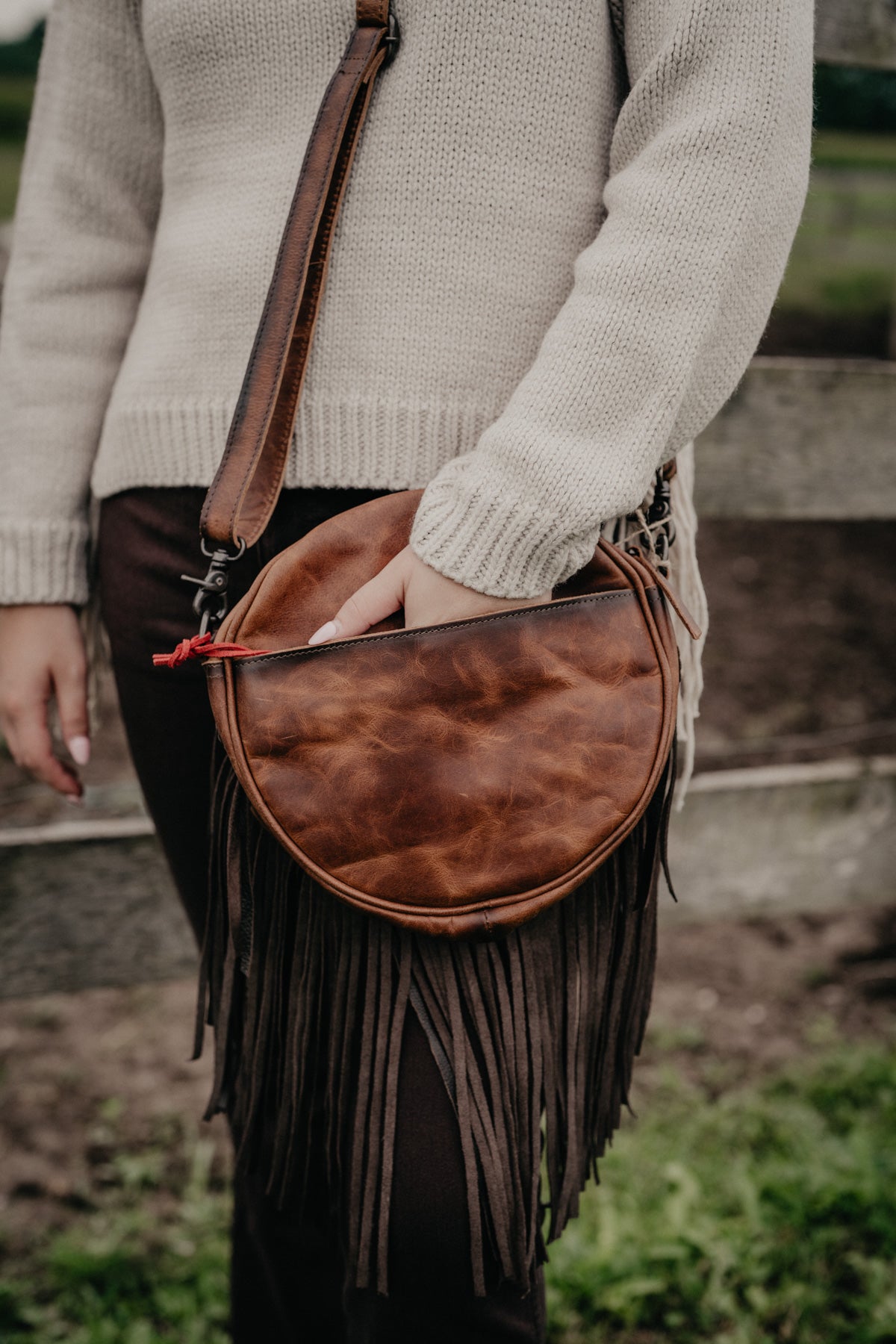 'Guadalupe' Cowhide Sage Circle Crossbody by STS Ranchwear