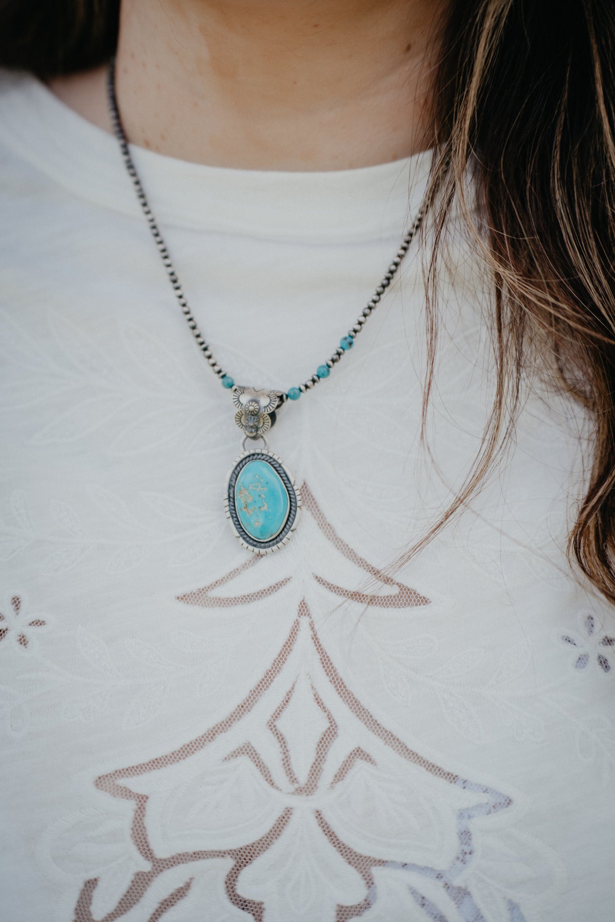 Turquoise Matrix Pendant with Engraved Detailed Bail