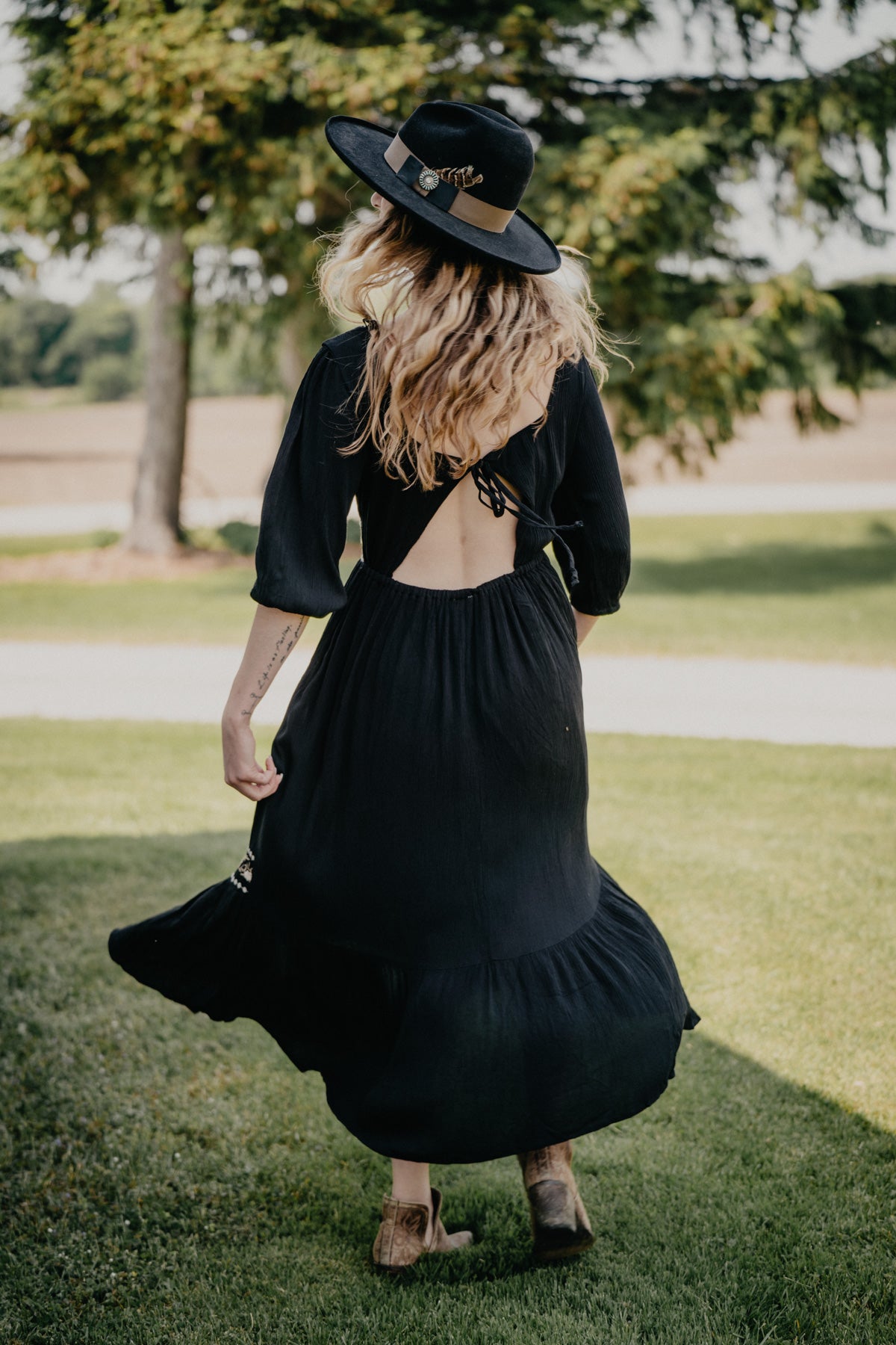 'Spencer' Black Floral Embroidered Maxi Dress (S-XL)