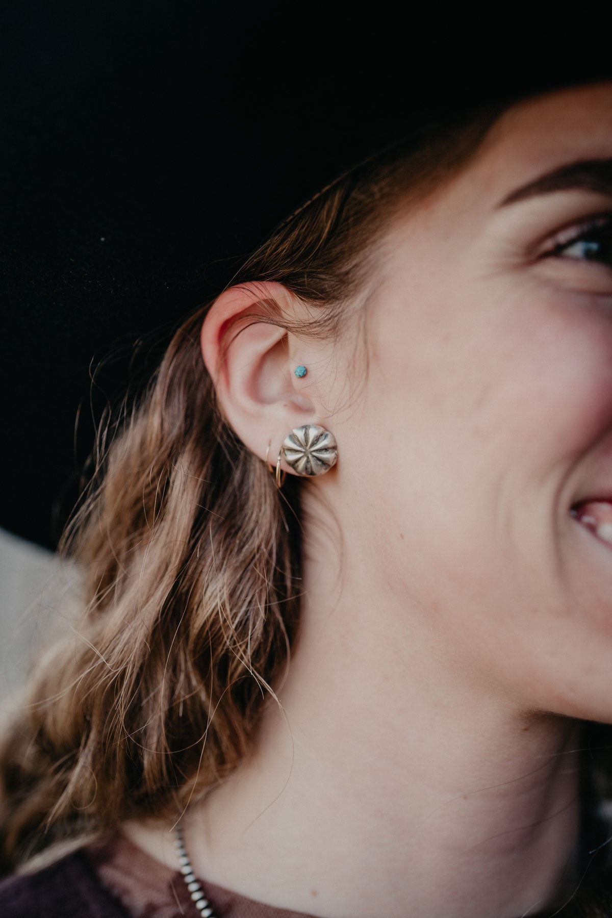 Sterling Silver Concho Earrings