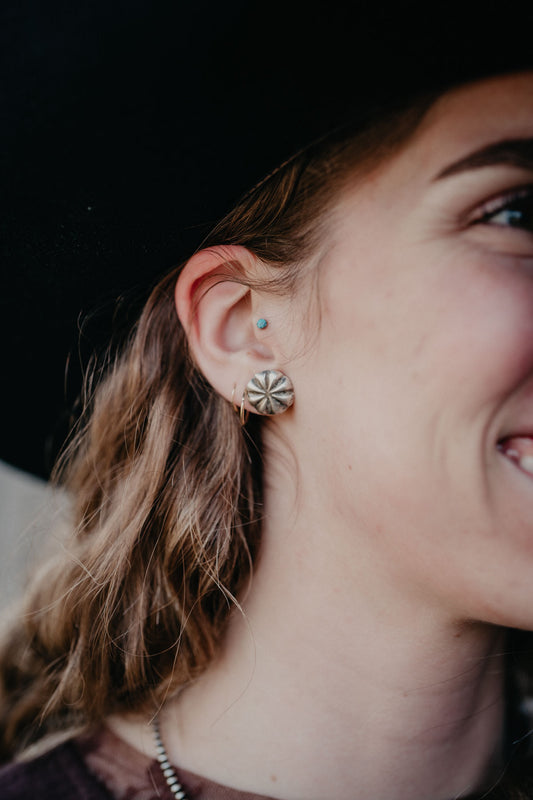 Sterling Silver Concho Earrings