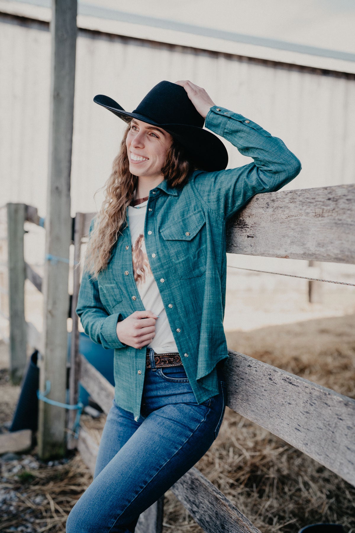 'Lacy' Kimes Ranch Dark Teal Kimes Pearl Snap (S-XXL)