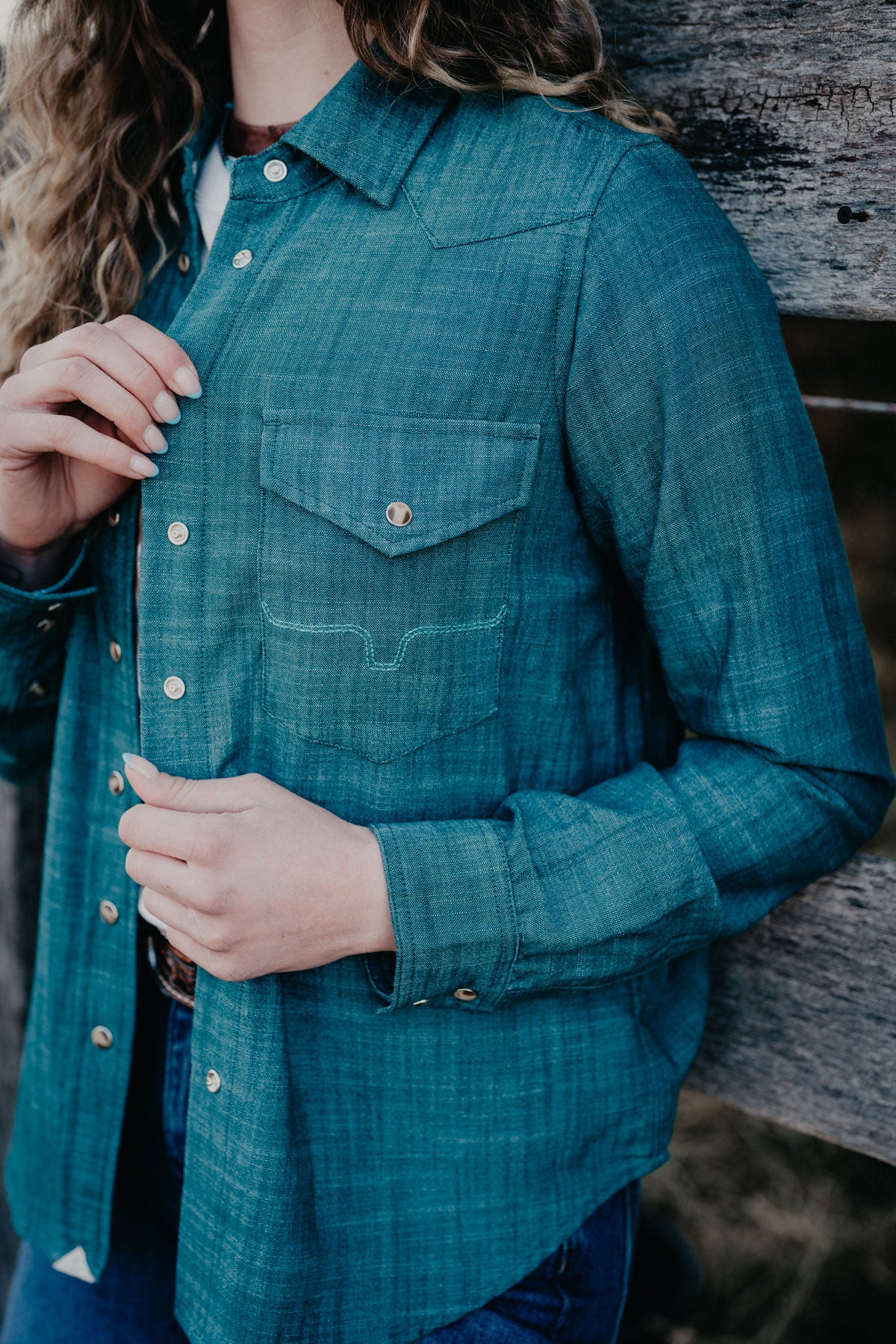 'Lacy' Kimes Ranch Dark Teal Kimes Pearl Snap (S-XXL)