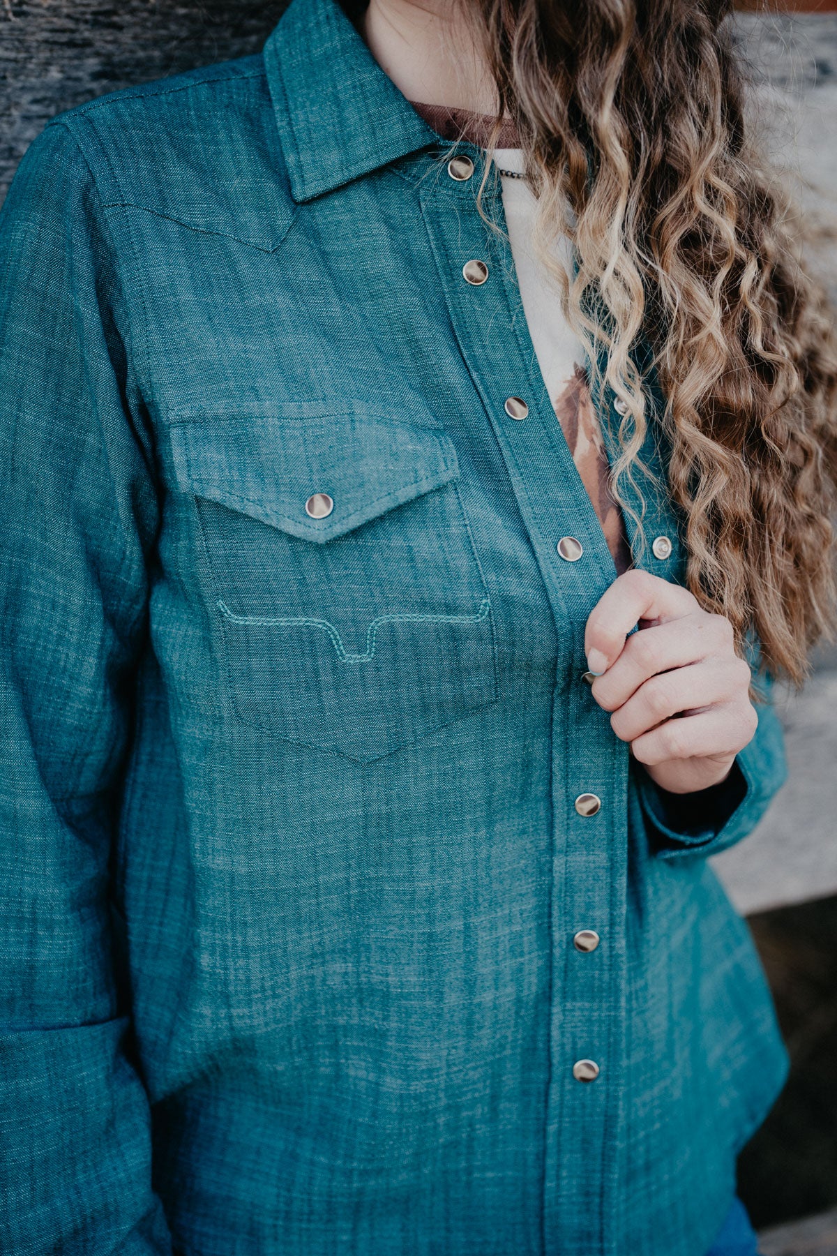 'Lacy' Kimes Ranch Dark Teal Kimes Pearl Snap (S-XXL)