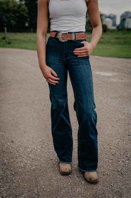*Dark Wash* Olivia High Rise Stove Top Raw Hem Wide Leg by Kimes Ranch