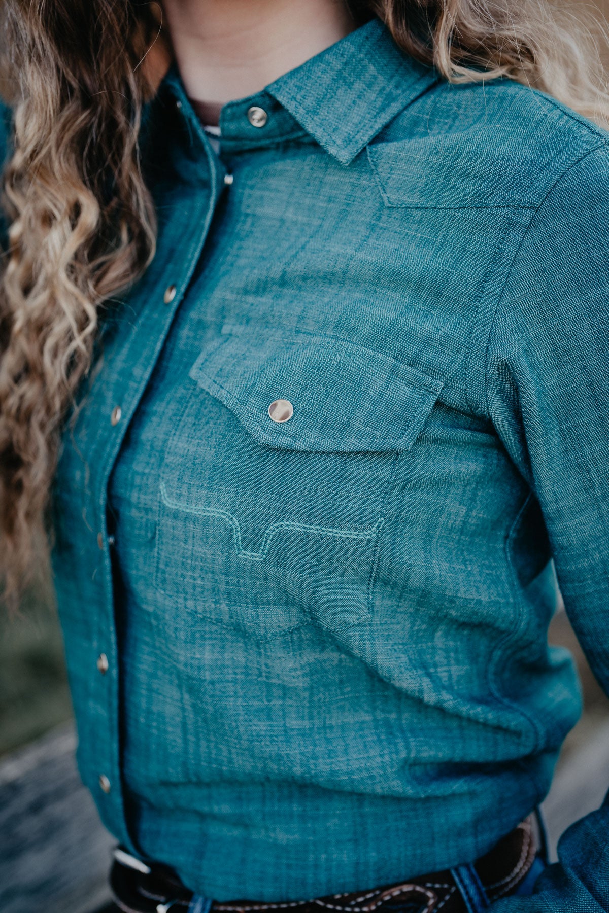 'Lacy' Kimes Ranch Dark Teal Kimes Pearl Snap (S-XXL)
