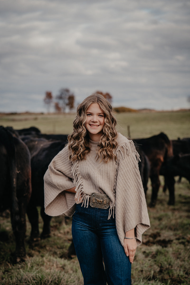 'Alexa' Women's Poncho Sweater Oatmeal Heather (XS-XXL)