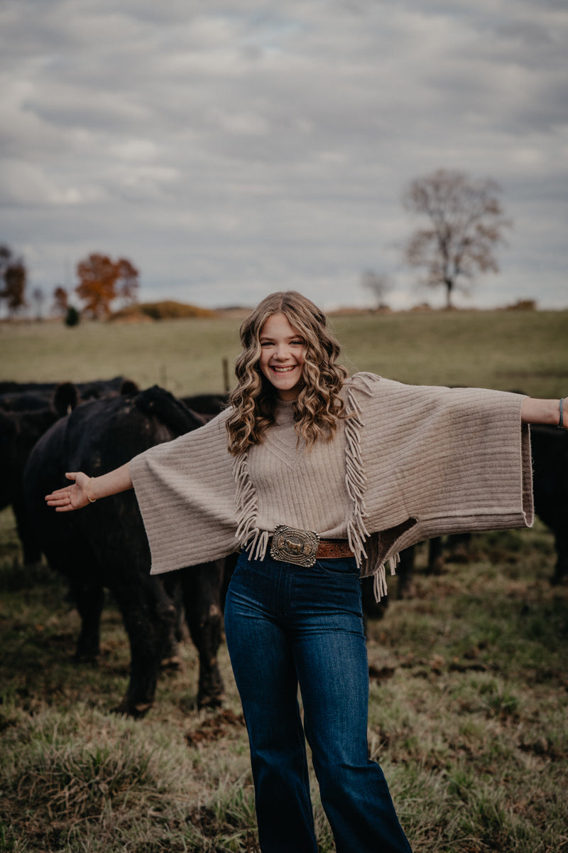 'Alexa' Women's Poncho Sweater Oatmeal Heather (XS-XXL)