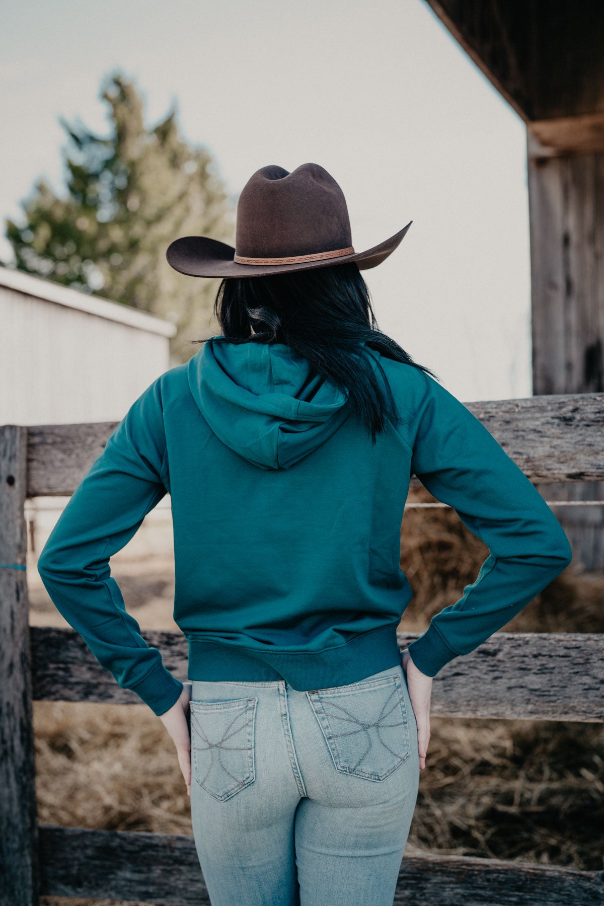 'Kenzie' Kimes Ranch Dark Teal Hooded Pullover (S-XXL)