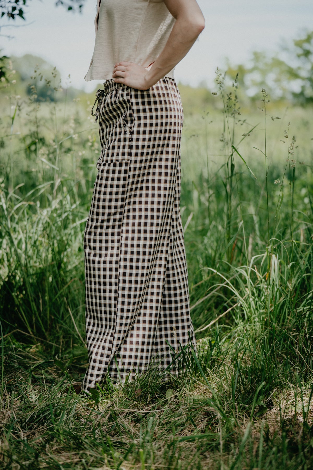 'Ginger' Brown Checkerboard Pants (S-XL)