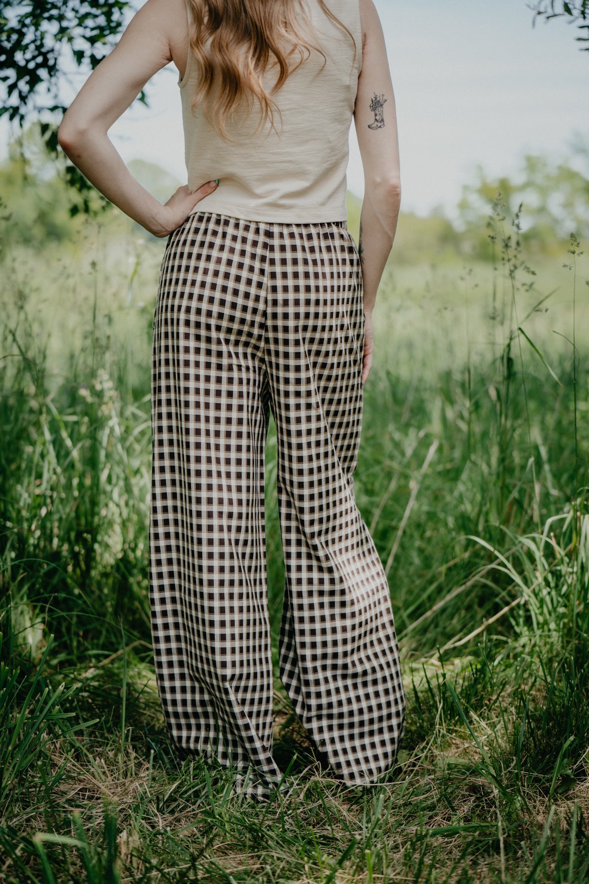 'Ginger' Brown Checkerboard Pants (S-XL)