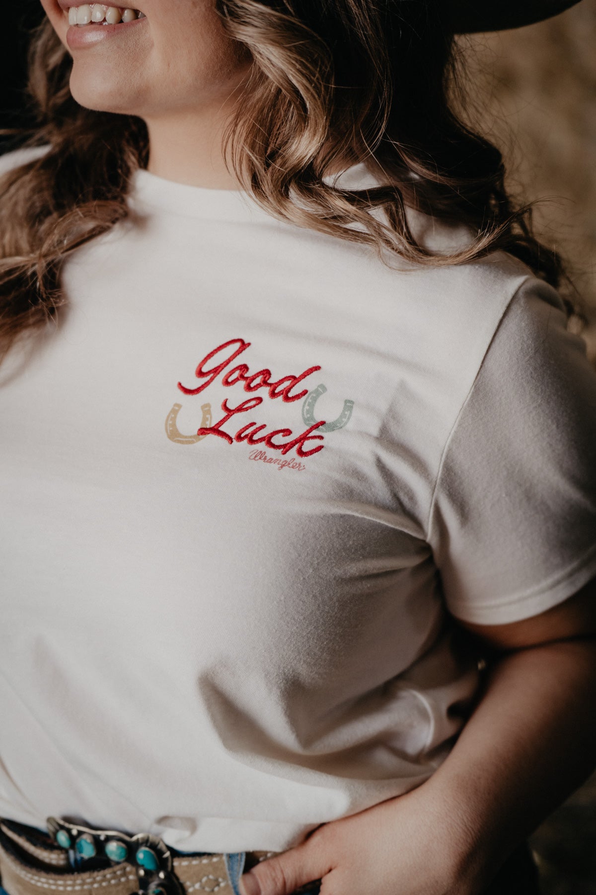 'Good Luck' Women's Wrangler Graphic Tee (XS-XXL)