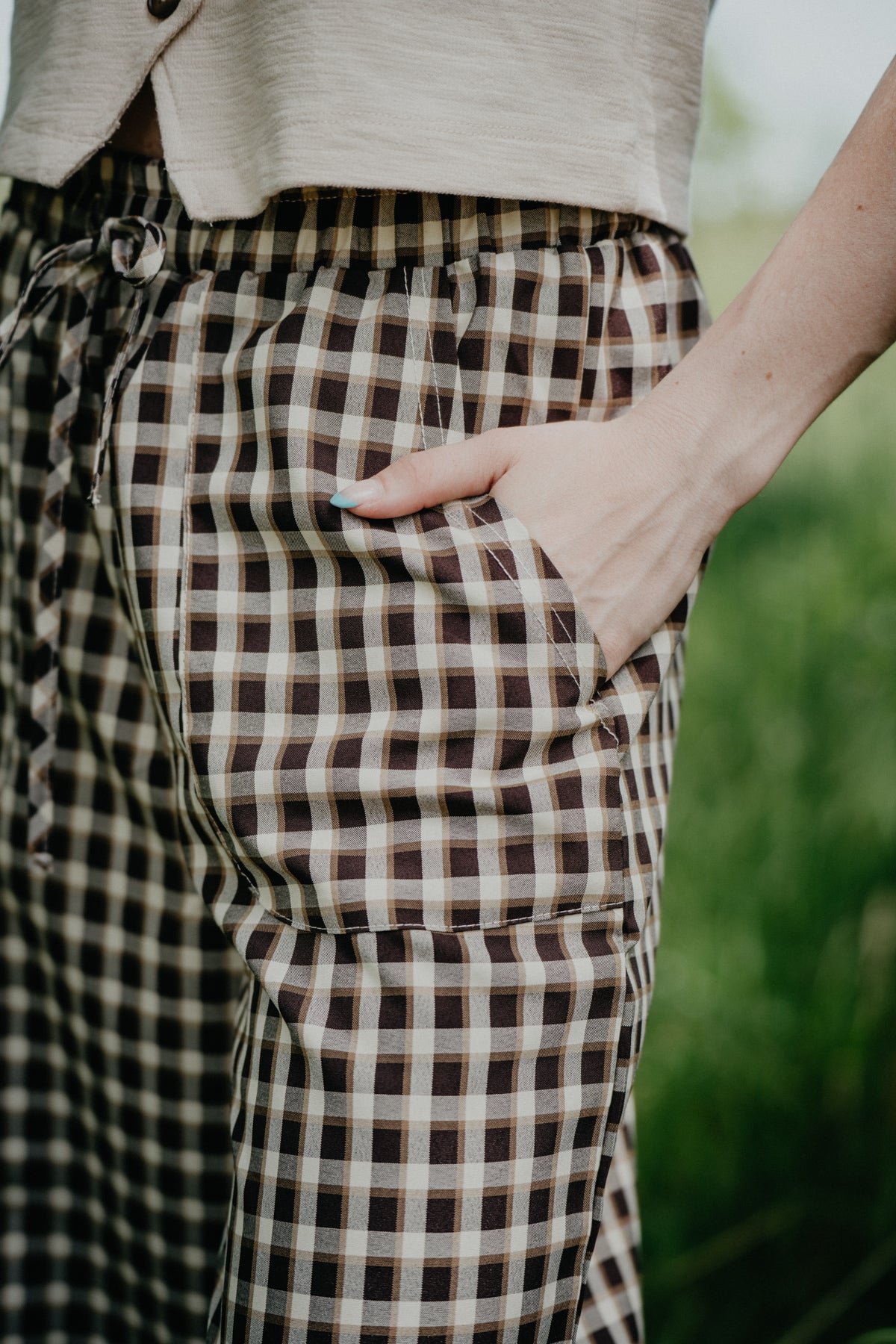 'Ginger' Brown Checkerboard Pants (S-XL)