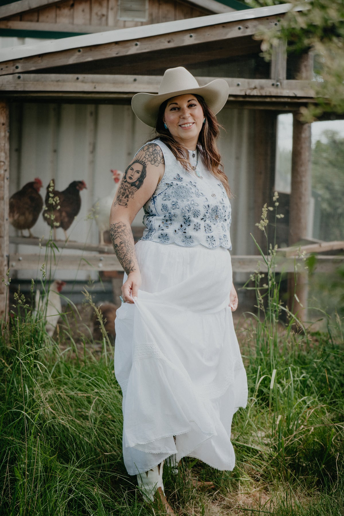'Hydrangea' Ivory Gauze Skirt (S - XXL)