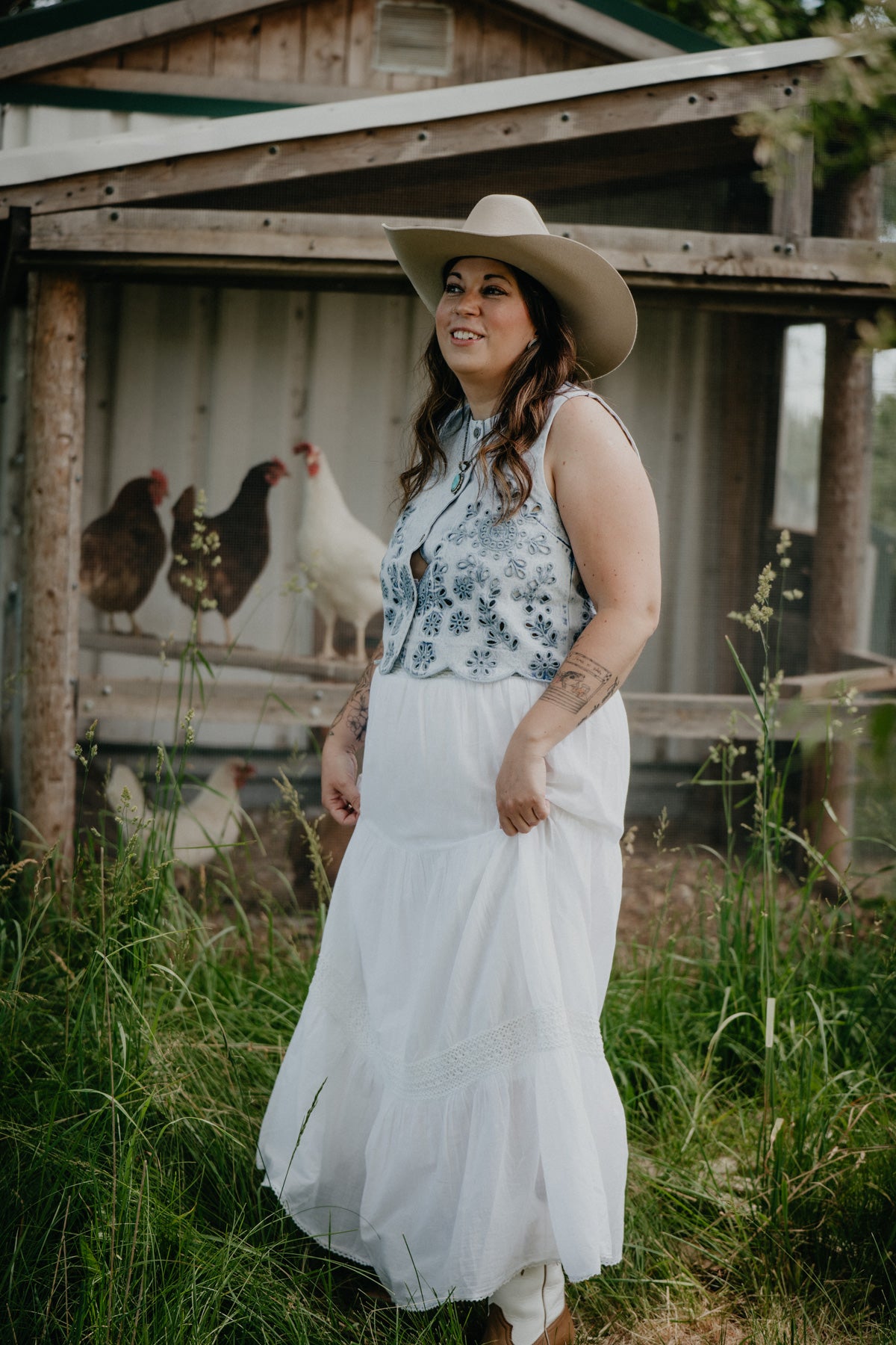 'Hydrangea' Ivory Gauze Skirt (S - XXL)