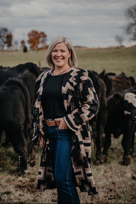 'Janine' Women's Ariat Cardigan Coat with Fringe Detail (XS-XXL)