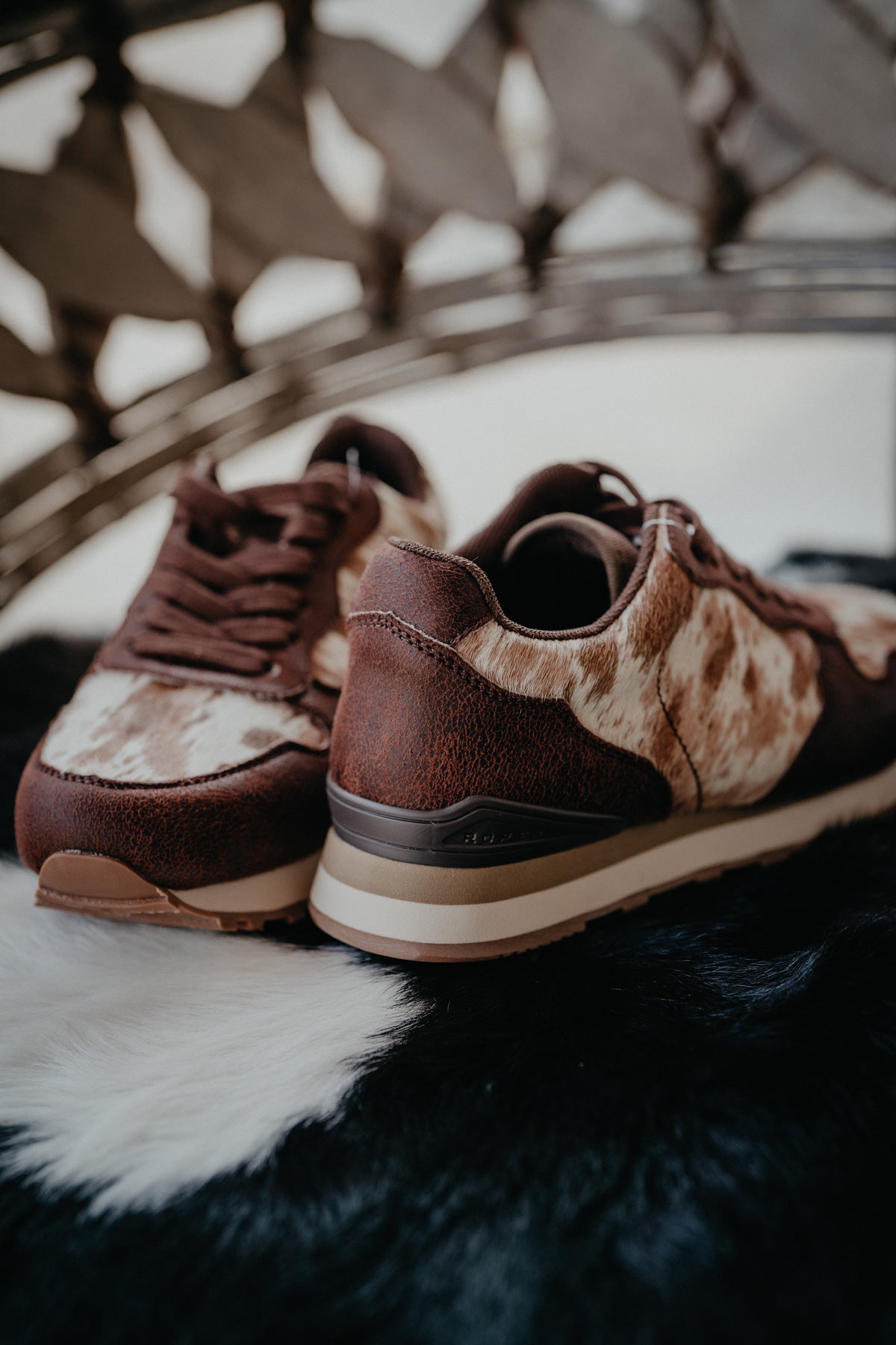 Women's Faux Cowhide & Leather Lace Up Jogger by Roper