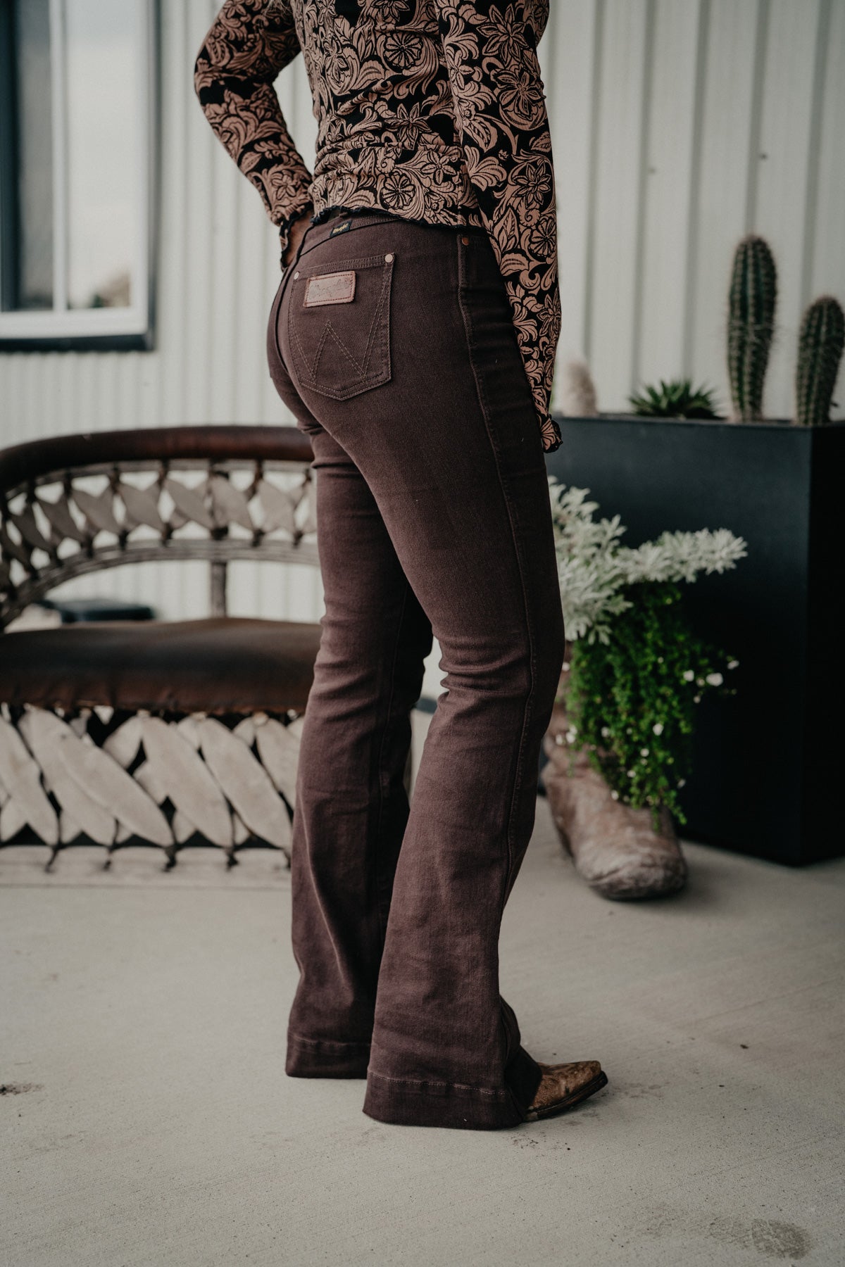 'Ciera' Chocolate Retro Bailey High Rise Trouser by Wrangler