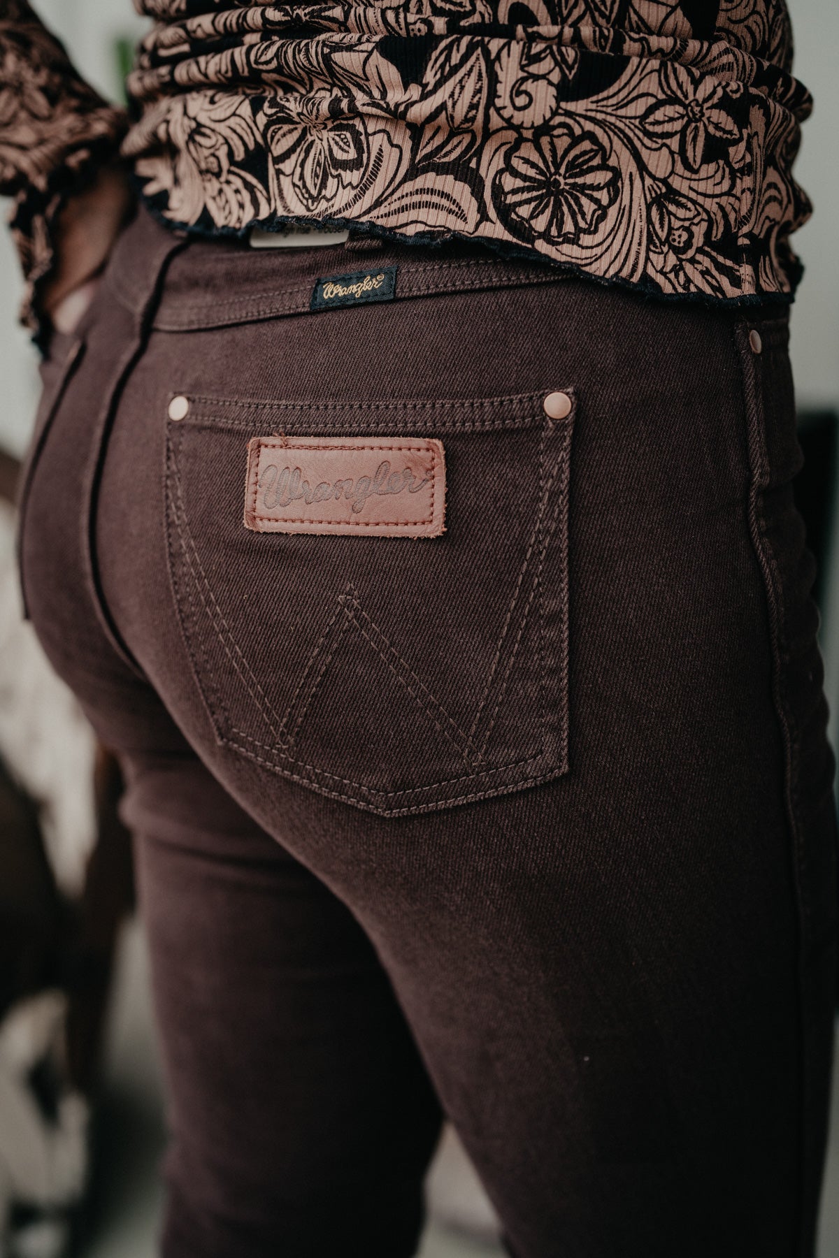 'Ciera' Chocolate Retro Bailey High Rise Trouser by Wrangler
